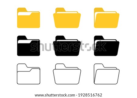 Folder vector icon. Open folder icon. Folder with documents on white background, vector
