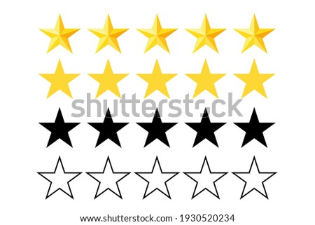 Five stars rating icon. Stars collection. Star icon. Star vector icons Vector illustration