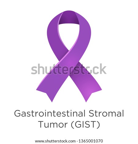 Gastrointestinal Stromal Tumor GIST awareness day in July 13. Lavender or violet color ribbon Cancer Awareness Products. Vector illustration. White isolated.
