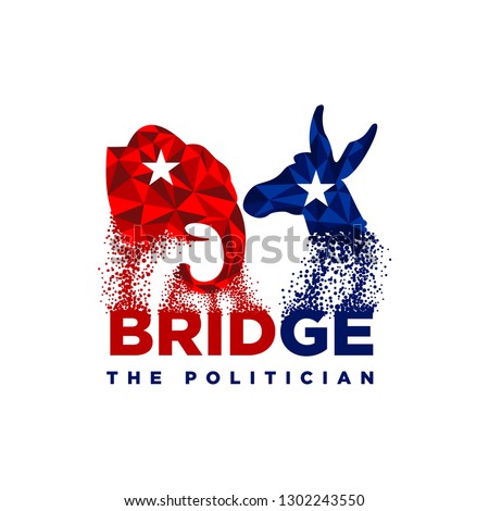 Political logo design inspiration, republican and democrat logo design, donkey logo design, elephant logo design isolated on white background