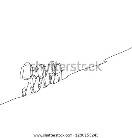 Similar – Image, Stock Photo Four people hiking with fog