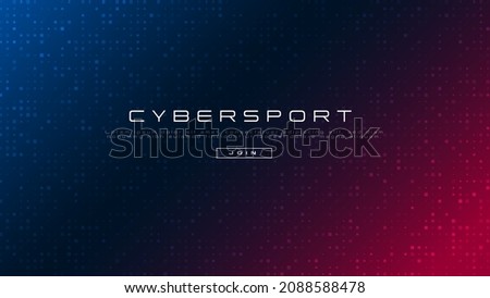 CYBERSPORT banner. Neon colors gradient background with geometric pattern of random squares. Esports abstract background. Design for gaming and cybersport events. Video games. Vector illustration.