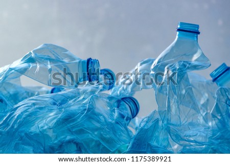 Similar – Image, Stock Photo Heap of plastic bottles, cups, bags collected to recycling