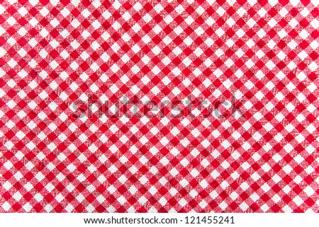 Checkered cloth background. Red and white table cloth texture. abstract background, top view