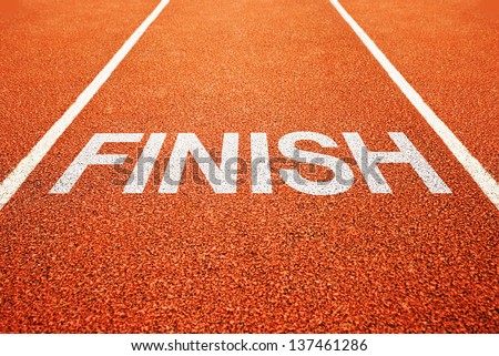 Finish line on athletics all weather running track