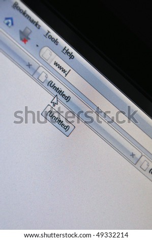 Close up of computer desktop display with internet browser window