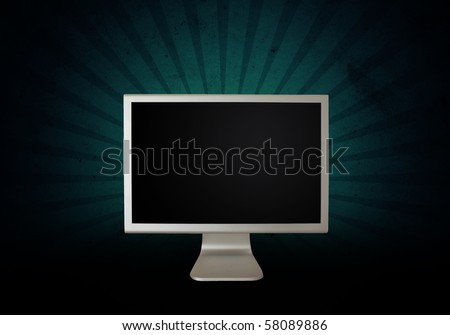 Silver computer LCD monitor with blanked screen canvas