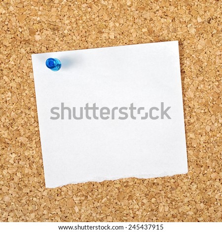 Blank Paper Reminder Note Pinned to a Cork Memory Bulletin Board as Copy Space for Your Message