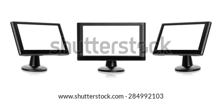 Car GPS Navigation Device in Three Positions with Blank White Screen As Copy Space Isolated on White Background