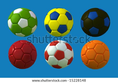 Various soccer-ball isolated -digital art-work