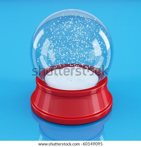 empty snow globe isolated on blue - rendering