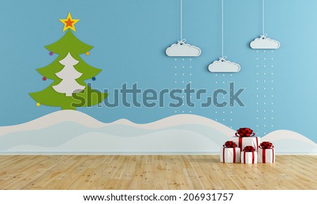 Playroom with christmas decoration - rendering