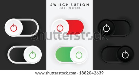 Minimalist Switch Button Power in Neumorphism Design. Simple, modern and elegant. Smooth soft 3D user interface. Light mode and Dark Mode. For website or apps design. Vector Illustration. Power Icon