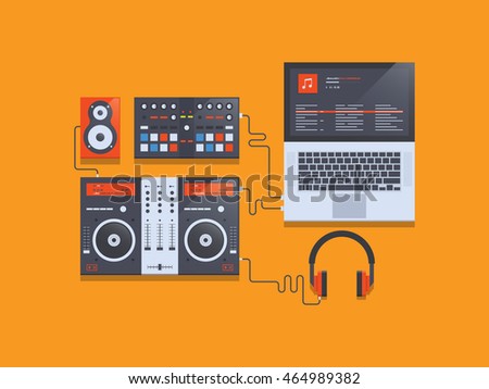  DJ music mixer equipment, DJ workplace