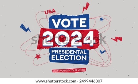 2024 US presidential election collage. Vector banner for Presidential Election 2024 in United States. USA election voting. Collage for US Election 2024 campaign. Vote day, November 5.