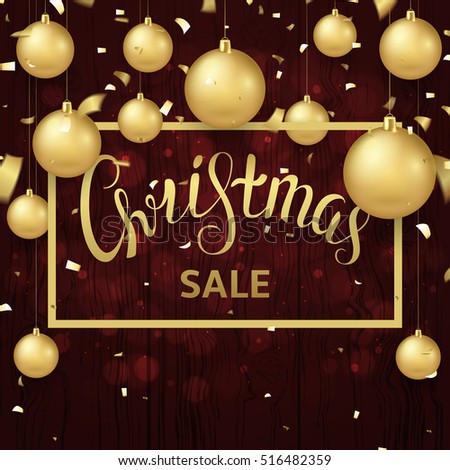 Christmas Sale Banner Template. Seasonal Discount Background For ...