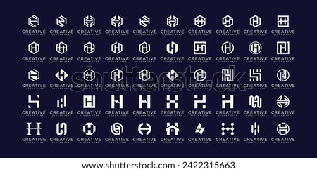 Set of abstract initial letter H logo template