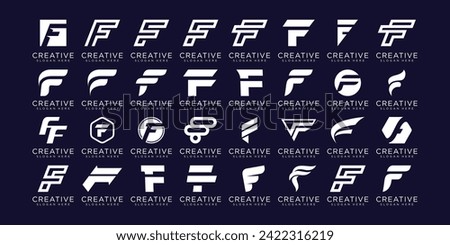 Set of initial letter F logo design template. icons for business of luxury, elegant, simple