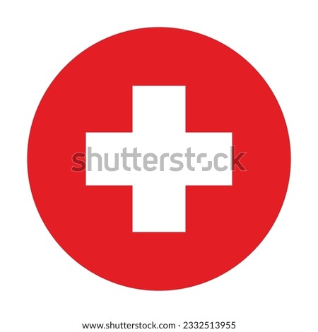 Medical white cross in a red circle Sign or Icon.  Vector Illustration