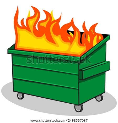 Cartoon style vector of a Dumpster Fire representative of a mismanaged situation