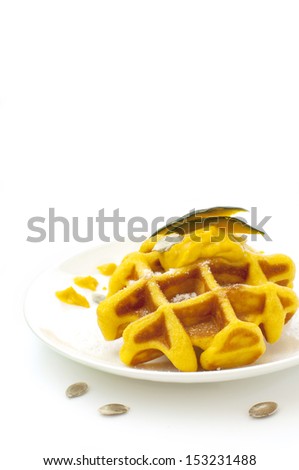 pumpkin waffles with pumpkin cream
