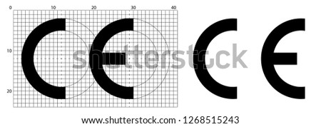 CE marking (short for Conformite Europeenne) symbol. Correct dimensions as per official construction sheet.