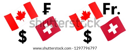 CADCHF forex currency pair vector illustration. Canada and Switzerland flag, with Dollar and Franc symbol.