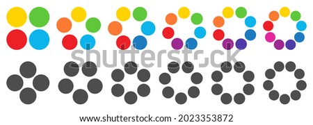 Circles forming larger round shape, version with four to nine objects. Can be used as infographics element