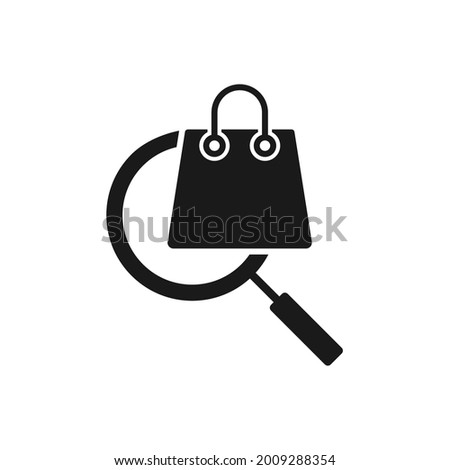 Shopping Bag with Search icon Vector Design. Shopping Bag icon with Searching design concept for e-commerce, online store and marketplace website, mobile, logo, symbol, button, sign, App UI