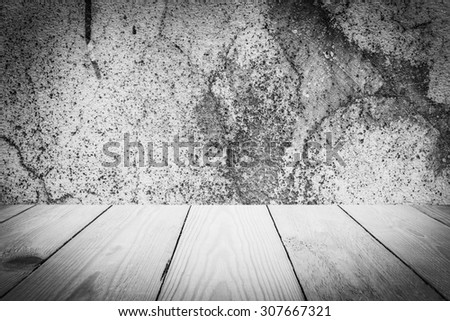 Abstract Black and White Old Cement , stucco wall background or texture and Wood Texture for Background.