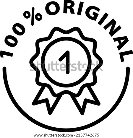 100% original black outline badge icon label isolated vector on transparent background	