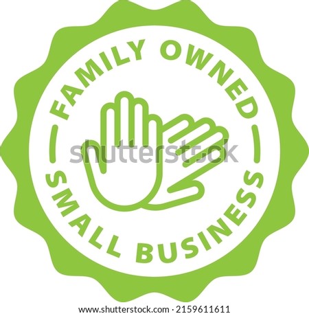 family owned small business green stamp outline badge icon label isolated vector on transparent background