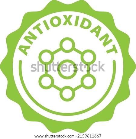 antioxidant green stamp outline badge icon label isolated vector on transparent background Imagine de stoc © 