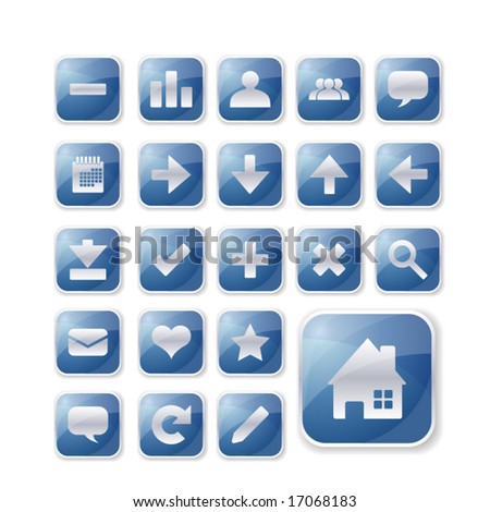 Cool Blue Transparent Icon Set #001 Stock Vector Illustration 17068183 ...