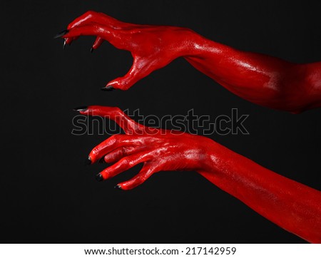 red devil s hands red hands of satan halloween theme black