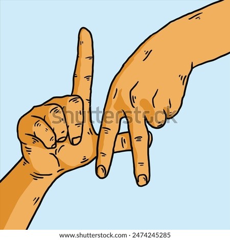 LA los angeles hand sign vector hand drawn style