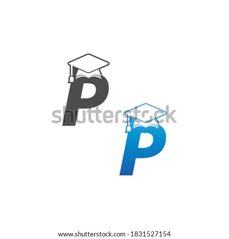 Letter P graduation cap concept design template Stock fotó © 