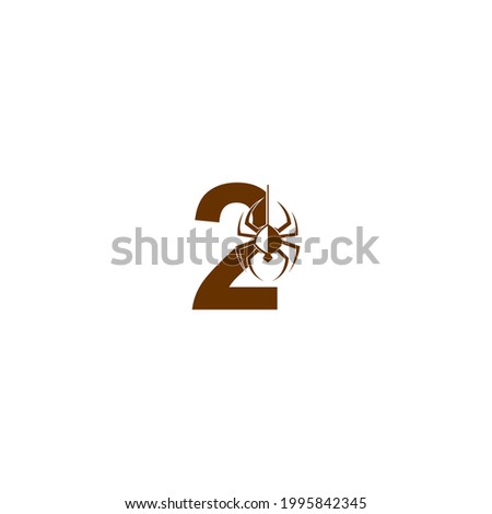 Number 2 with spider icon logo design template vector