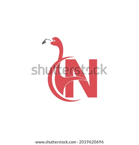 Letter N with flamingo bird icon logo vector template Foto stock © 
