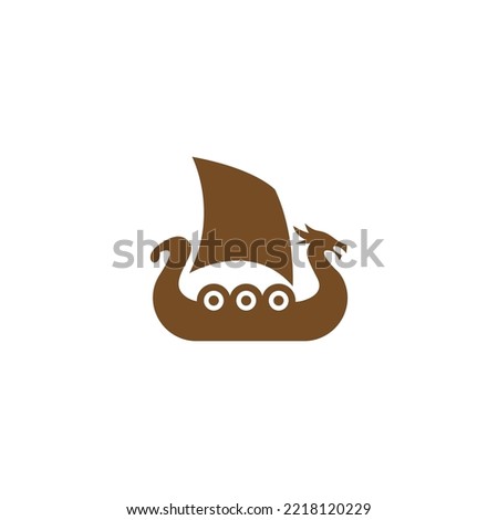 Viking ship icon logo design illustration vector