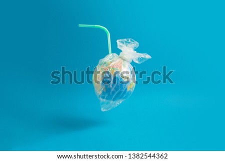 Similar – Image, Stock Photo Concept of stop plastic pollution, global warming, recycling plastic, plastic free. Hand tightly squeezes a blue empty plastic bottle in a sign of protest. Green background. Vector Illustration