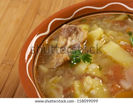 Russian national cabbage soup - stchi  with beef