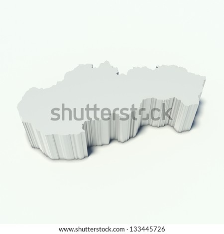 map of Slovakia in perspective and white