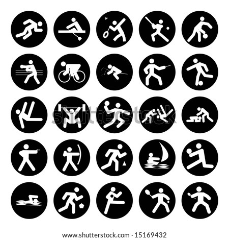 logos of sports, olympics buttons black on white background