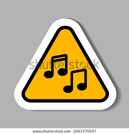 Sound ban, silent mode icon. Music is prohibited. Stop or ban yellow triangle sign with music note icon. Vector illustration. Forbidden signs set.