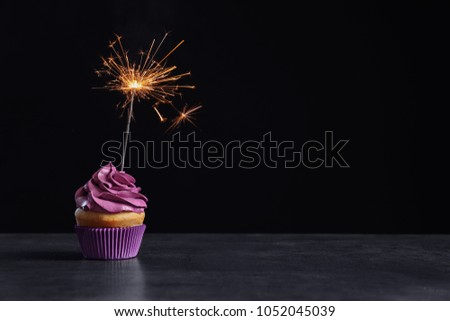 Similar – Image, Stock Photo Burning sparkler against black background