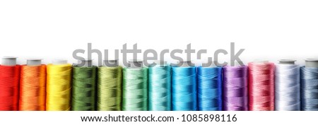 Color sewing threads on white background, top view Stockfoto © 