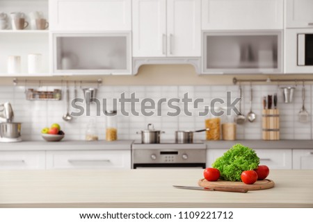 Similar – Image, Stock Photo Wooden table on spacious terrace of residential building