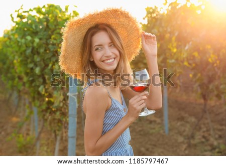 Similar – Image, Stock Photo Young woman enjoying wine near sea