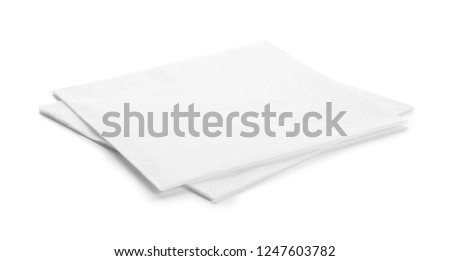 Clean paper napkins on white background. Personal hygiene Stok fotoğraf © 